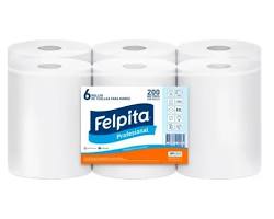 Toalla en rollo 6un x 200 mts Blanca Felpita