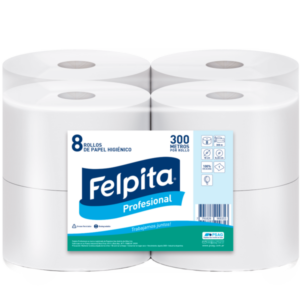 Papel Higiénico Jumbo 300 Mts x 8 Unidades Cono Grande Felpita